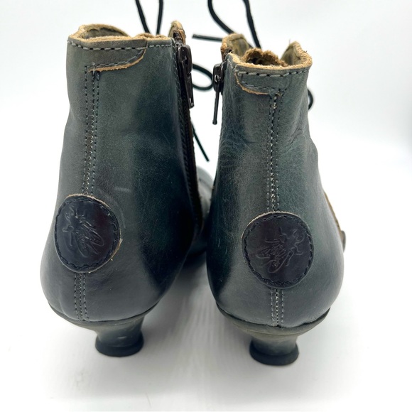 Fly London Dark Green Witchy Lace-Up Ankle Boots w Cone Heel Eu 39 (US 8-8.5) - Picture 4 of 10